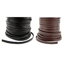 esnado – Banda de cuero- correa de cuero plano 7 mm x 1-5 mm- negro- 5 m